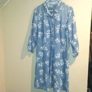 Westport Chambray Floral Midi Dress with 3/4 Sleeves 14